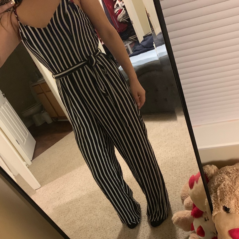 Navy & white strip jumpsuit